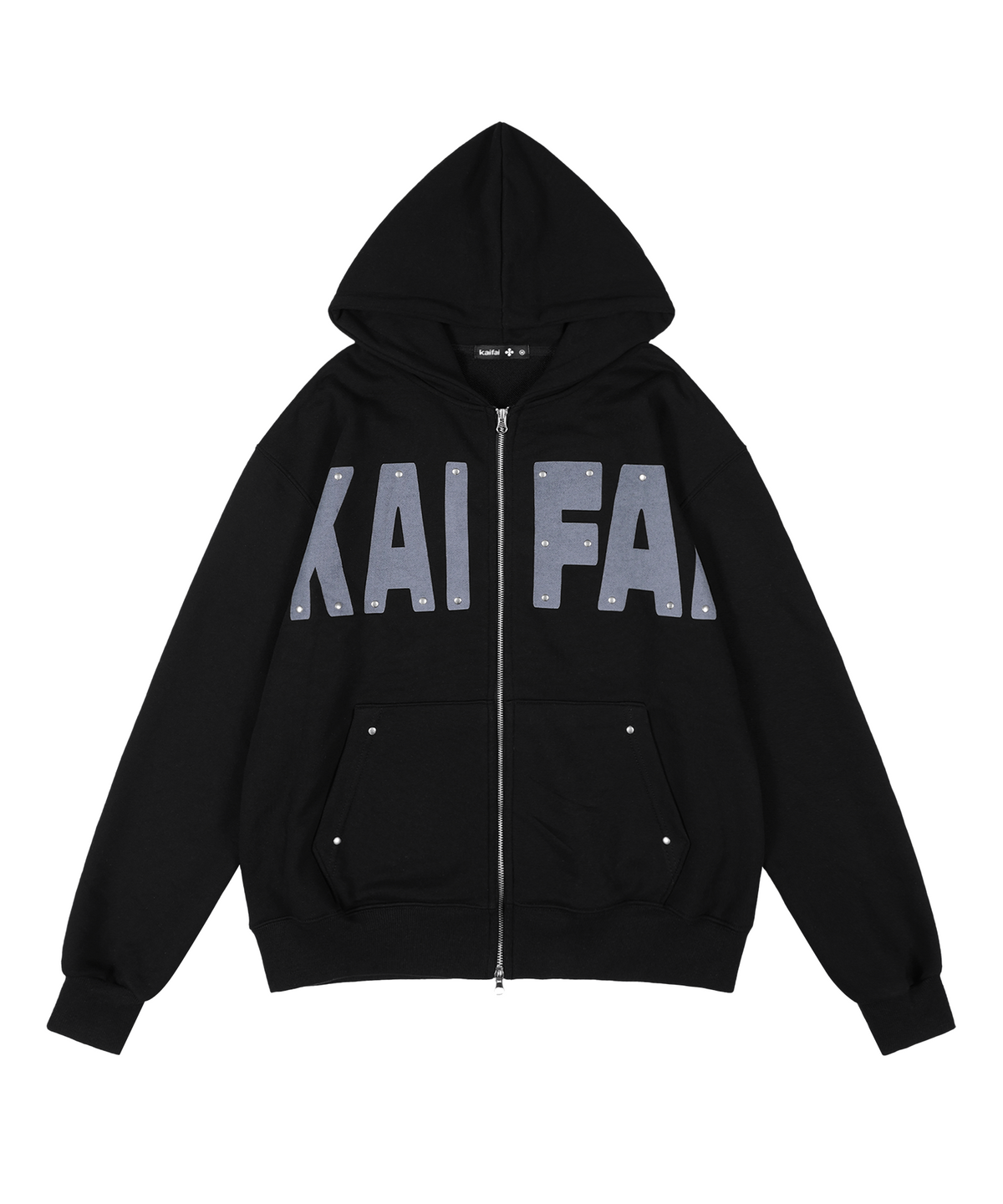 카이파이(KAIFAI) 로고 스터드 후드 집업 (블랙) K25ZA163