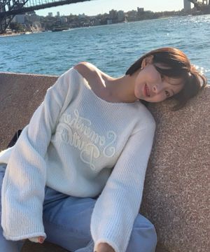 Mohair Letter Long Sleeve Knit - Ivory