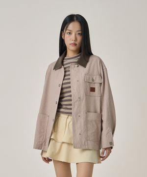 W 빈티지 워크 하프 자켓 베이지