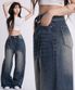 P53_[기본/롱/S~3XL/4컬러] 뒷밑단 워싱 와이드 데님 팬츠 / 진청