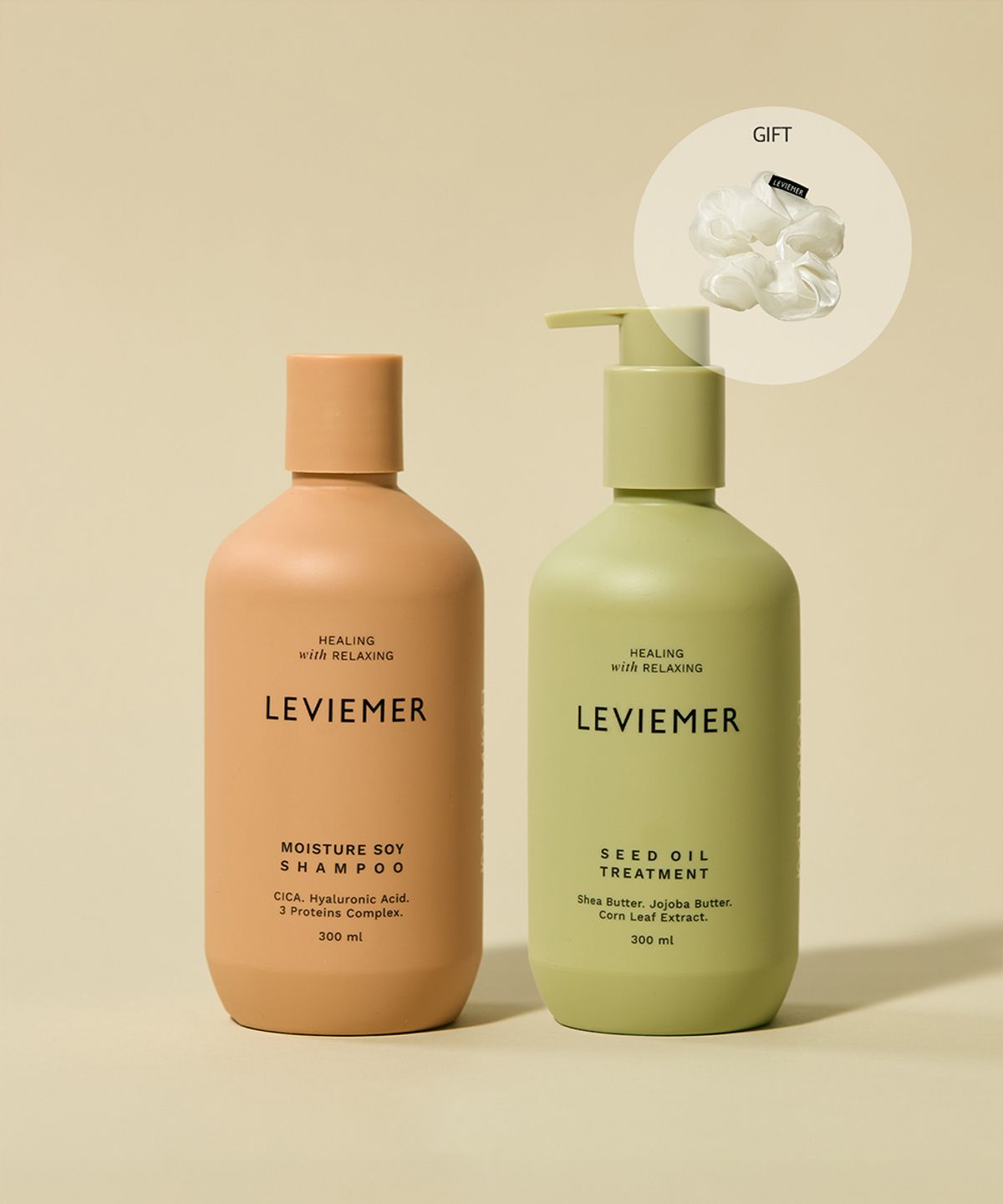 르비에메르(LEVIEMER) [단독기획]모이스처 소이 샴푸&씨드 오일 트리트먼트 + 헤어스크런치증정