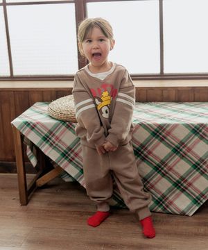 페스티벌소매배색셋업 브라운