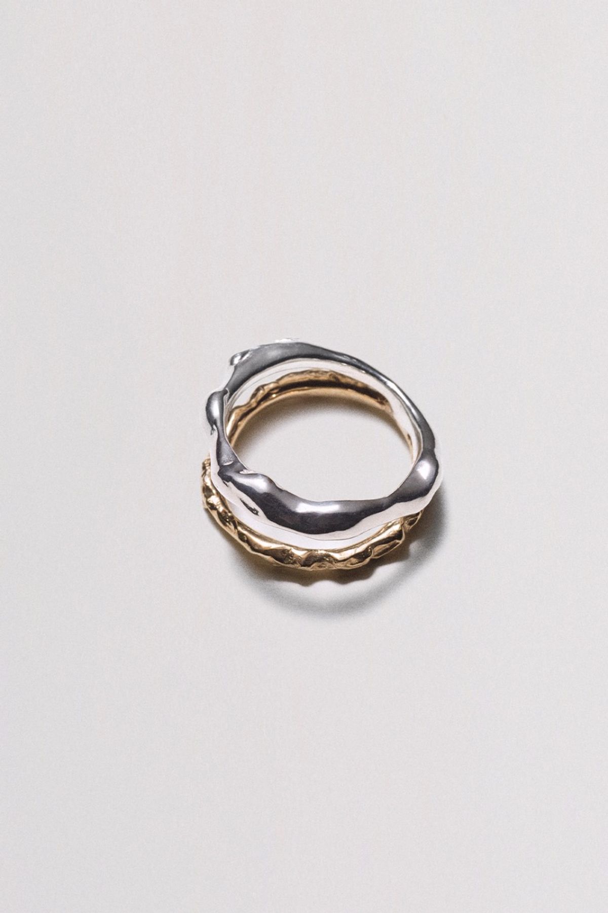 휴스타드(HUSTAD) 104 HANDC DOUBLE COMBO RING_휴스타드 콤보 14k 골드 링 [김고은착용]