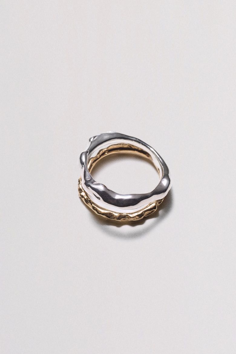 104 HANDC DOUBLE COMBO RING_휴스타드 콤보 14k 골드 링 [김고은착용]