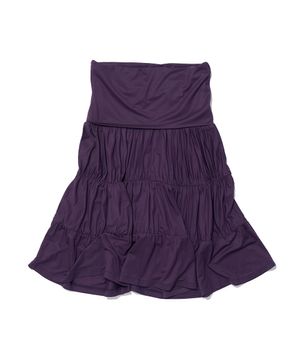 PWC 저지 셔링 티어드 미디 스커트_미드나잇 플럼