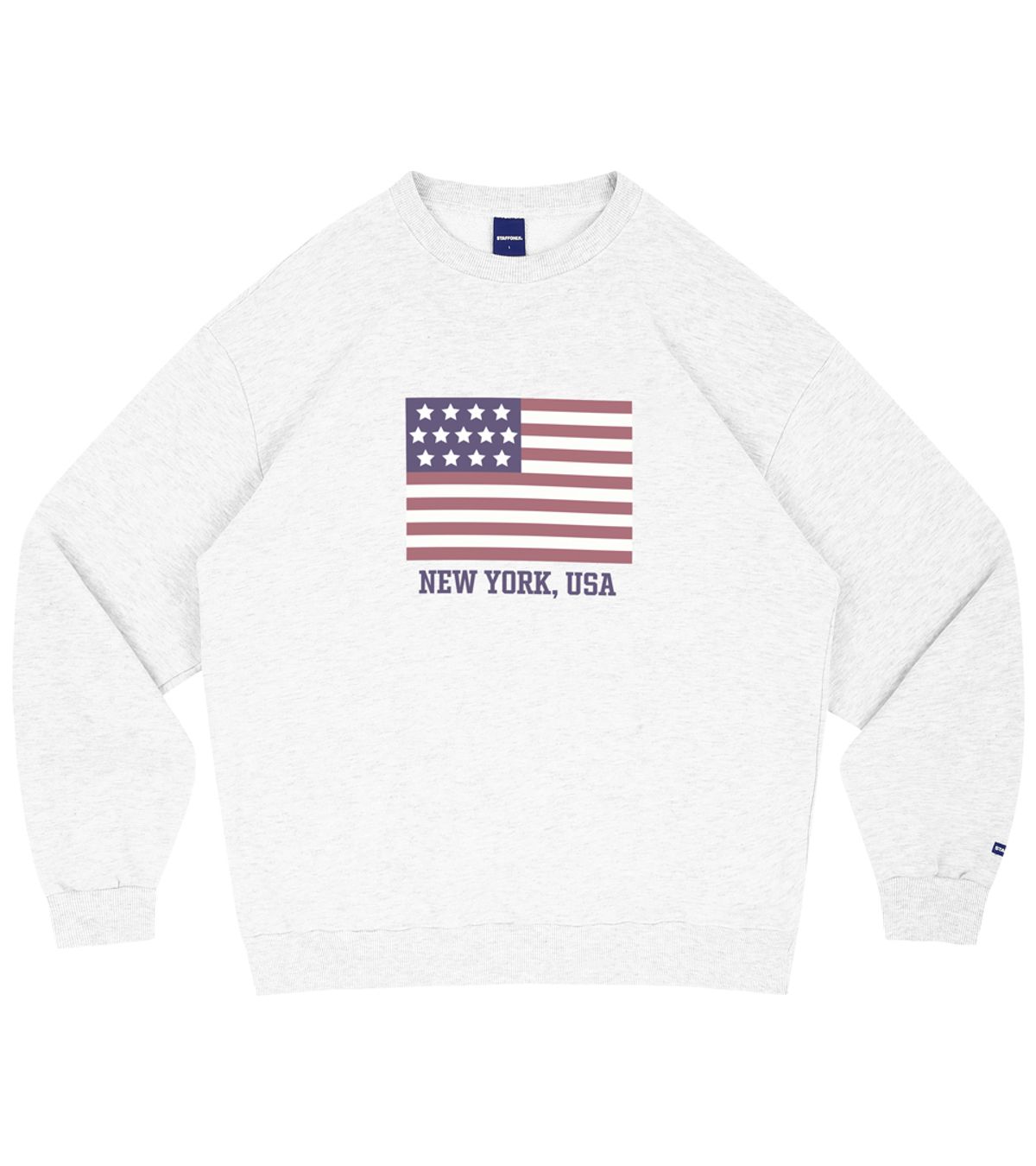 스텝온리(STAFFONLY) FLAG NEW YORK, USA SWEATSHIRTS (MELANGE WHITE)
