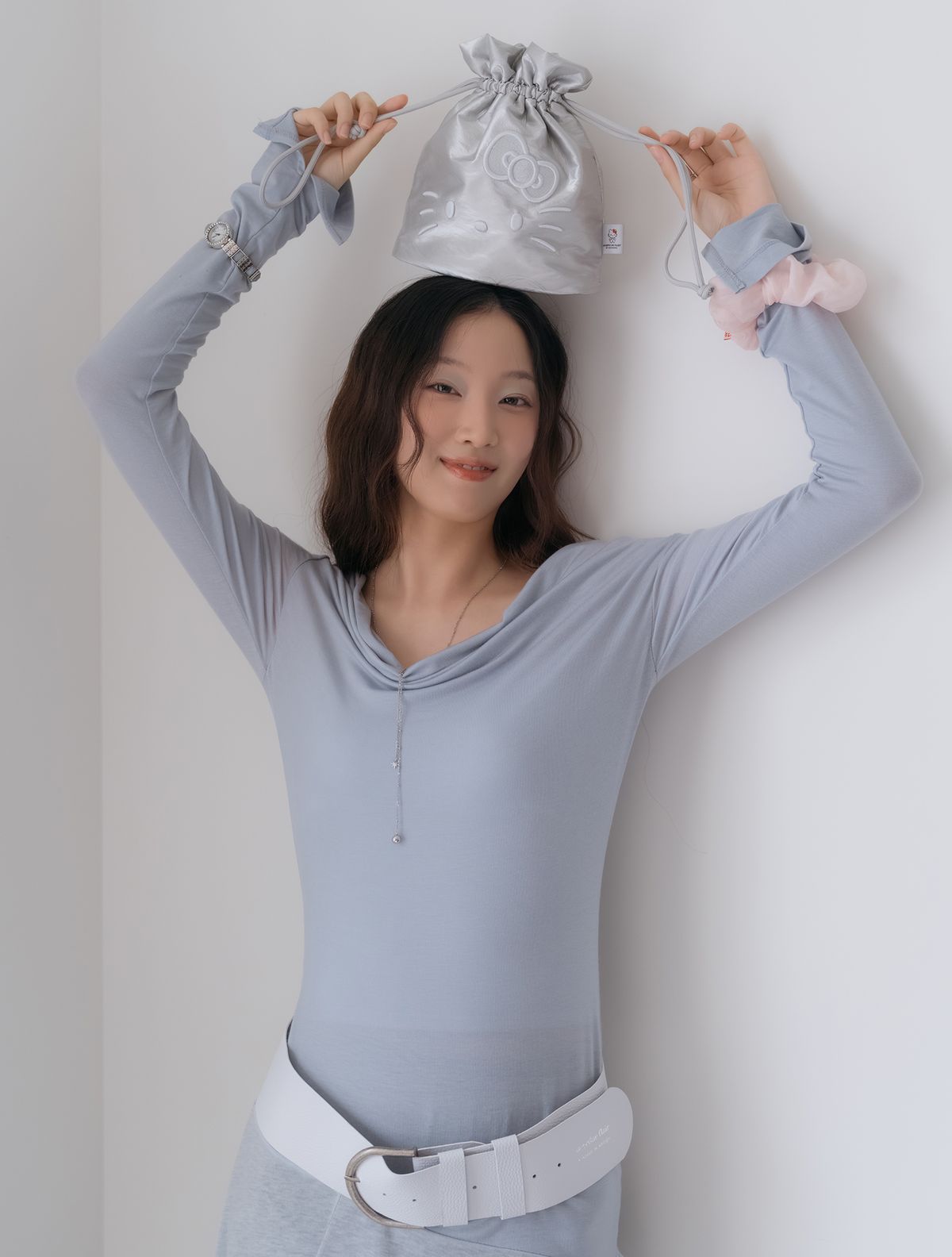 조셉앤스테이시(JOSEPH&STACEY) Drawstring Cross Hello Kitty Sleek Silver