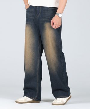 샌드 워싱 와이드 데님 팬츠_옐로우워싱