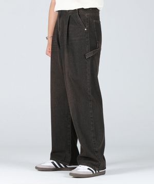 카펜터 원턱 와이드 데님 팬츠_더스티블랙