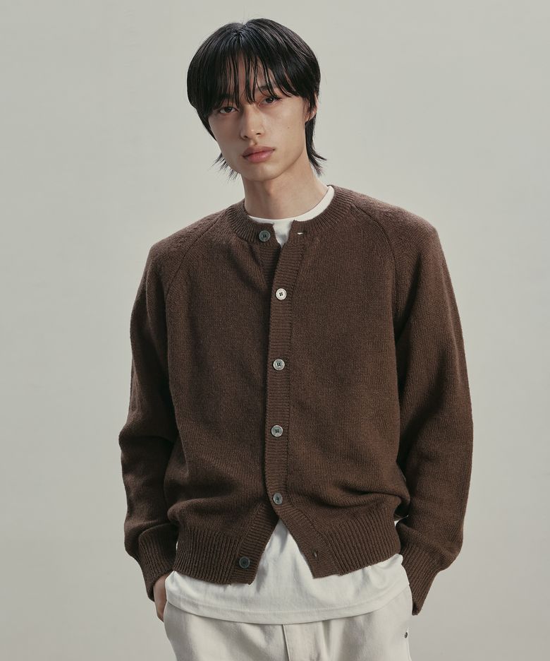 쉐기독 울 100% 라운드 가디건 BROWN