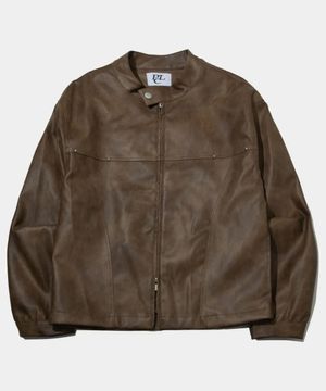 크랙 워싱 빈티지 바이커 레더자켓 [브라운]