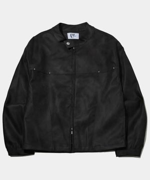 크랙 워싱 빈티지 바이커 레더자켓 [블랙]