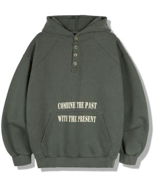 피그먼트 헨리넥 버튼 후드