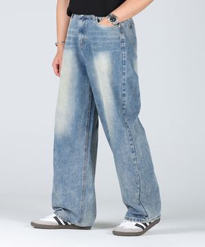 벌룬핏 와이드 데님 팬츠_연청