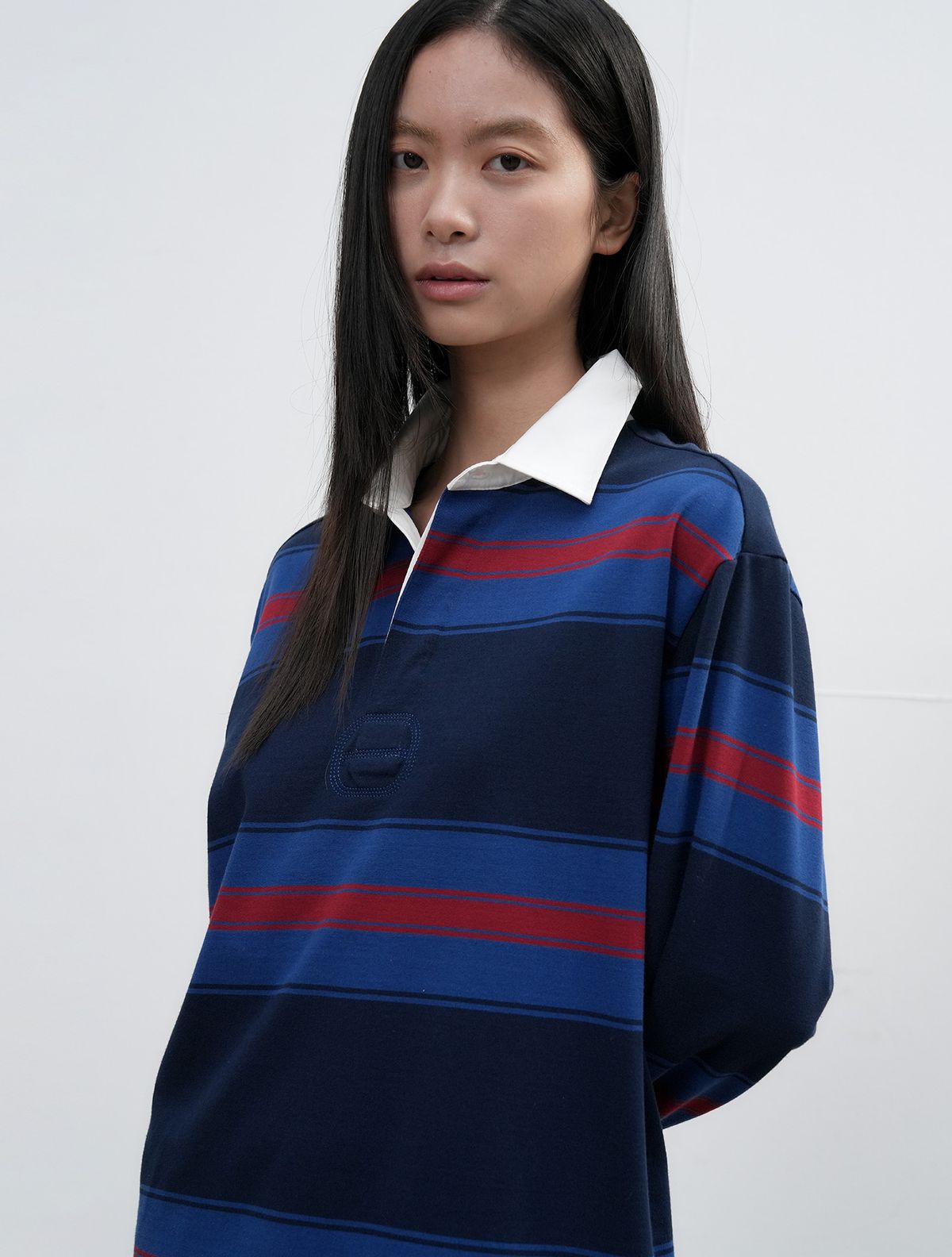 제너럴아이디어(GENERALIDEA) UNISEX 클래식 볼드 스트라이프 럭비 티셔츠 [NAVY] / SBE3U01005