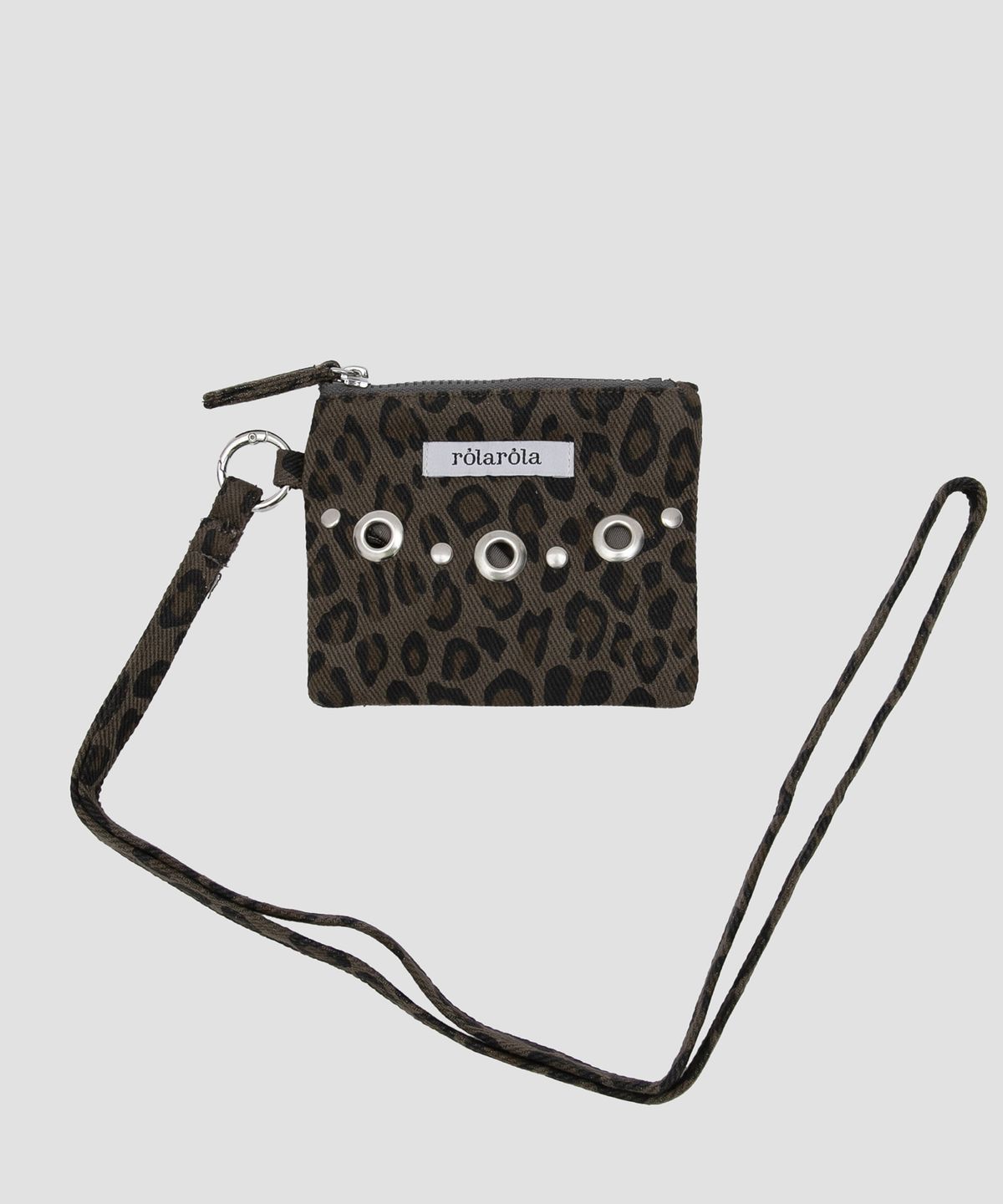 로라로라(ROLAROLA) LEOPARD MINI BAG STRAP KEYRING CHARCOAL