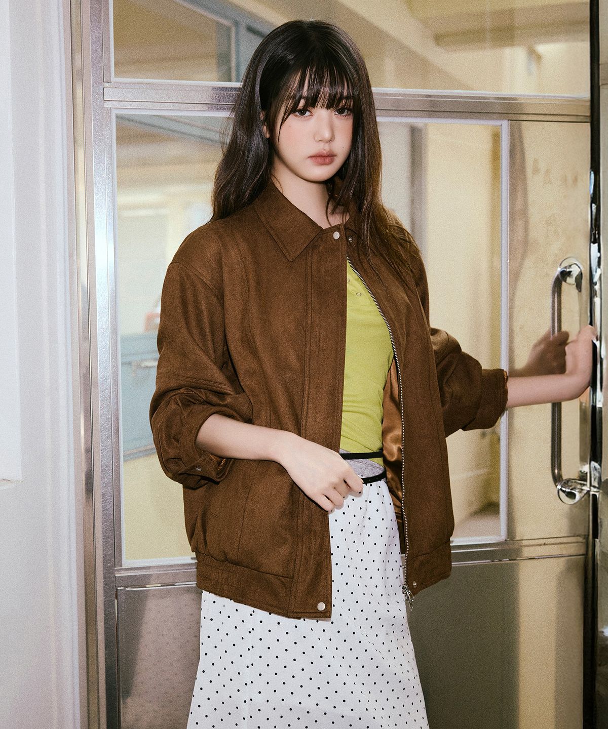 로라로라(ROLAROLA) SUEDE BLOUSON JACKET DEEP BROWN