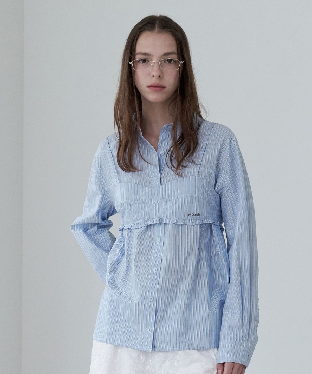 로라로라(ROLAROLA) STRIPE SHIRTS BUSTIER SET BLUE