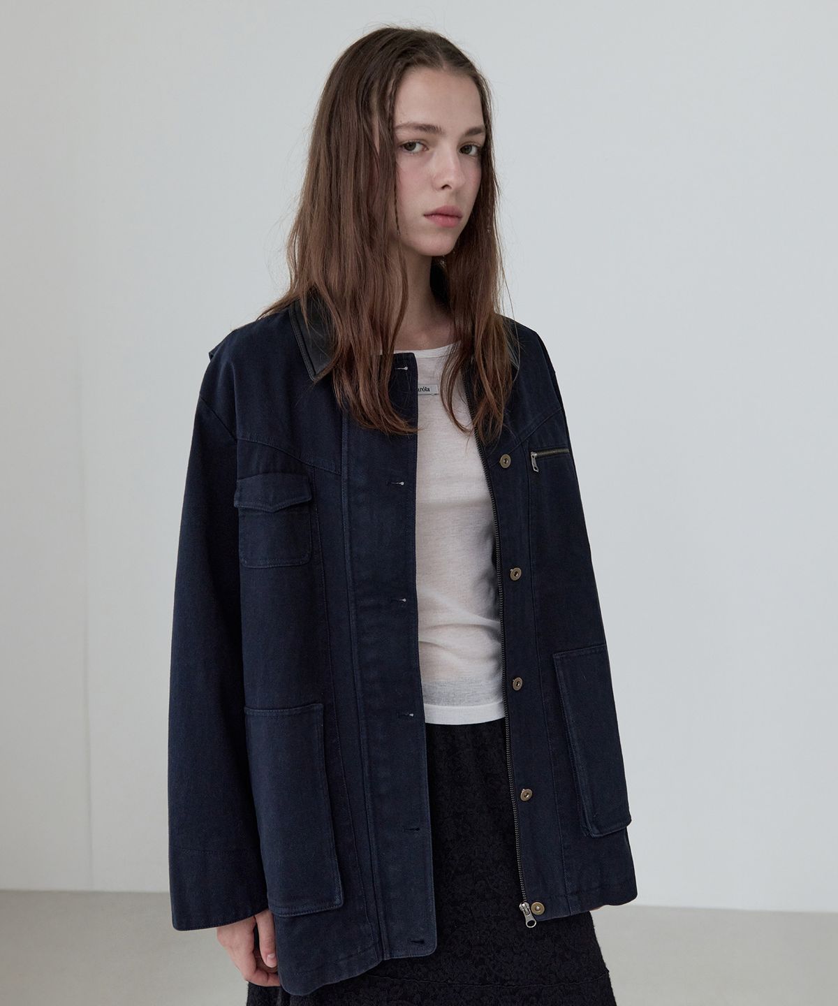 로라로라(ROLAROLA) COTTON WORK JACKET NAVY