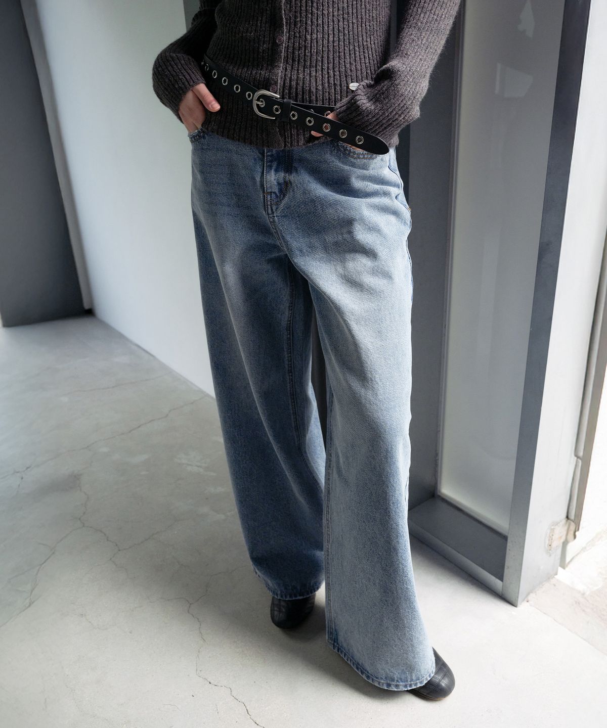로라로라(ROLAROLA) DAMAGE WIDE DENIM PANTS BLUE