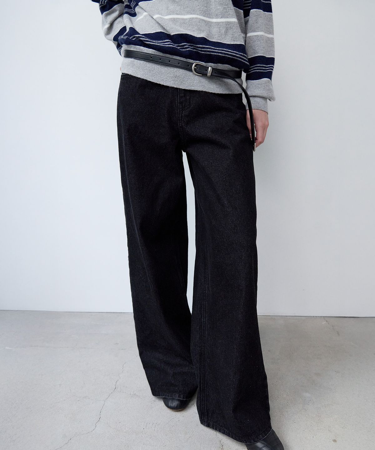 로라로라(ROLAROLA) DAMAGE WIDE DENIM PANTS BLACK