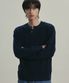 코튼 헨리넥 와플 니트 NAVY