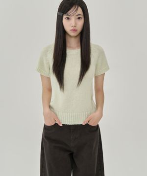 W 하프 슬리브 래글런 니트 (PALE GREEN)
