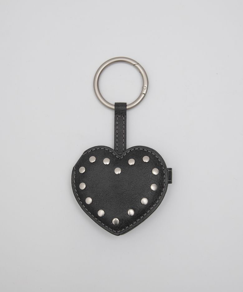 HEART STUD MIRROR KEYRING BLACK