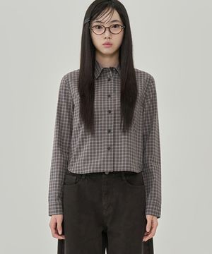 W 레귤러 핏 체크 셔츠 (BROWN)