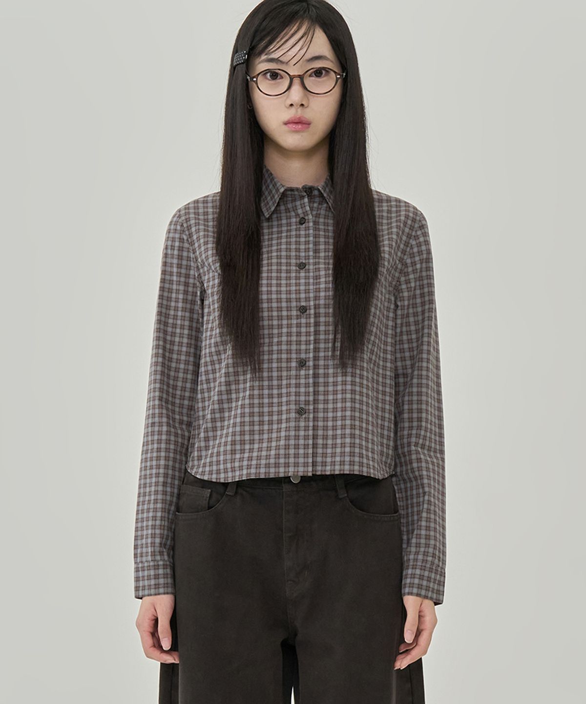 토피 우먼(TOFFEE WOMEN) W 레귤러 핏 체크 셔츠 (BROWN)