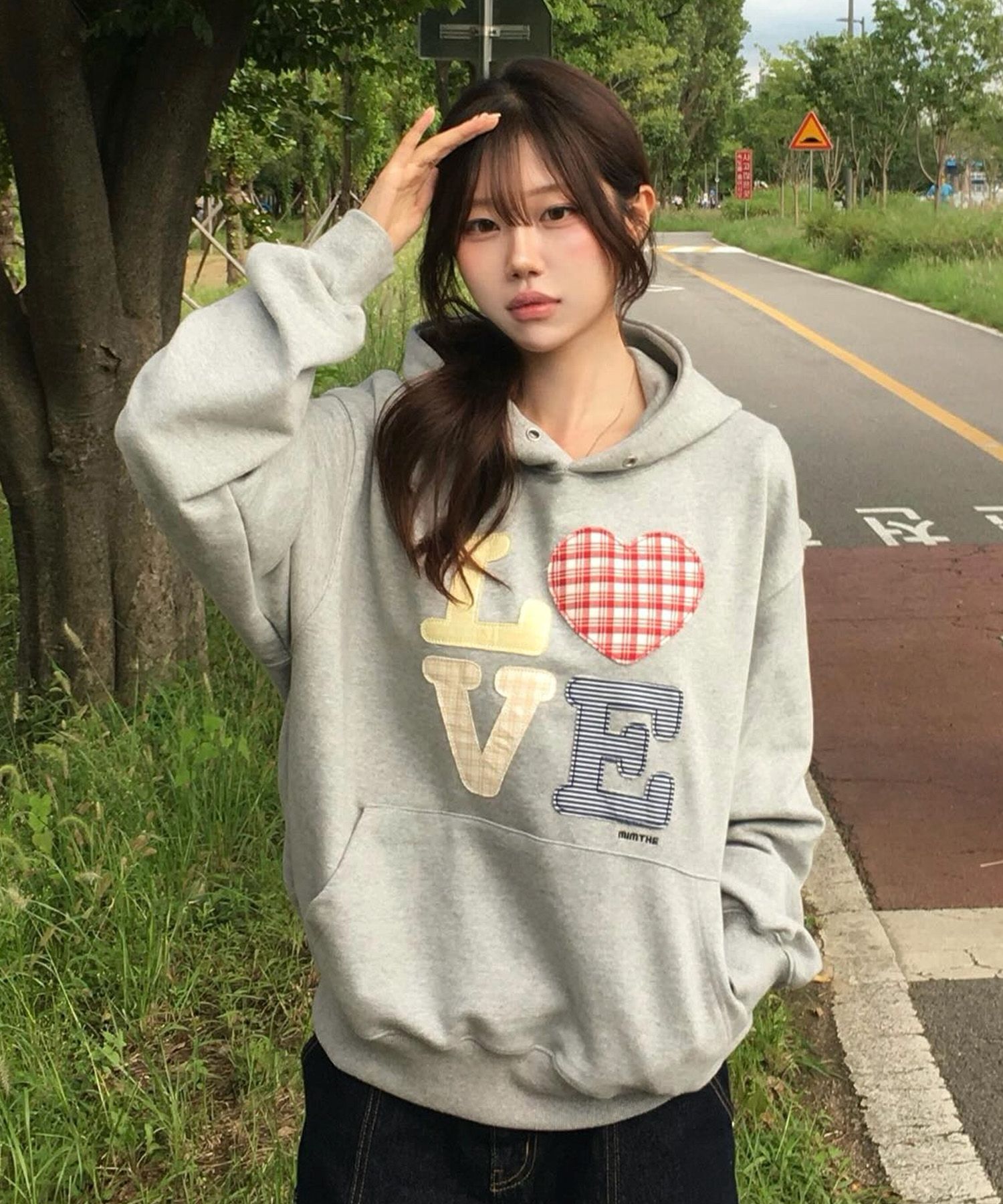 MUSINSA公式 | MIMTHEWARDROBE ヘローワールドパッチワークLOVEフード