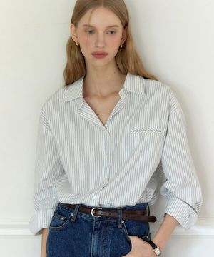 클레어 스트라이프 셔츠 - 블루