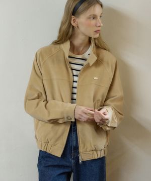 코듀로이 버튼 포인트 블루종 재킷 - 베이지