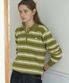멀티 스트라이프 카라 니트 - 올리브