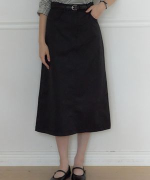 소프트 스트레치 A라인 스커트 - 블랙