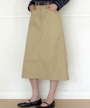 소프트 스트레치 A라인 스커트 - 베이지