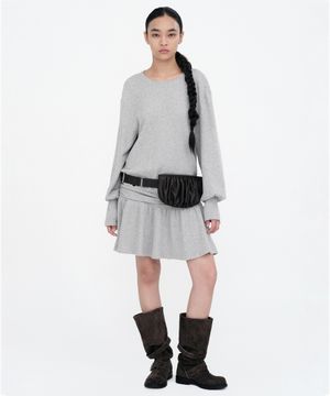 백 오픈 미니 드레스 [그레이]