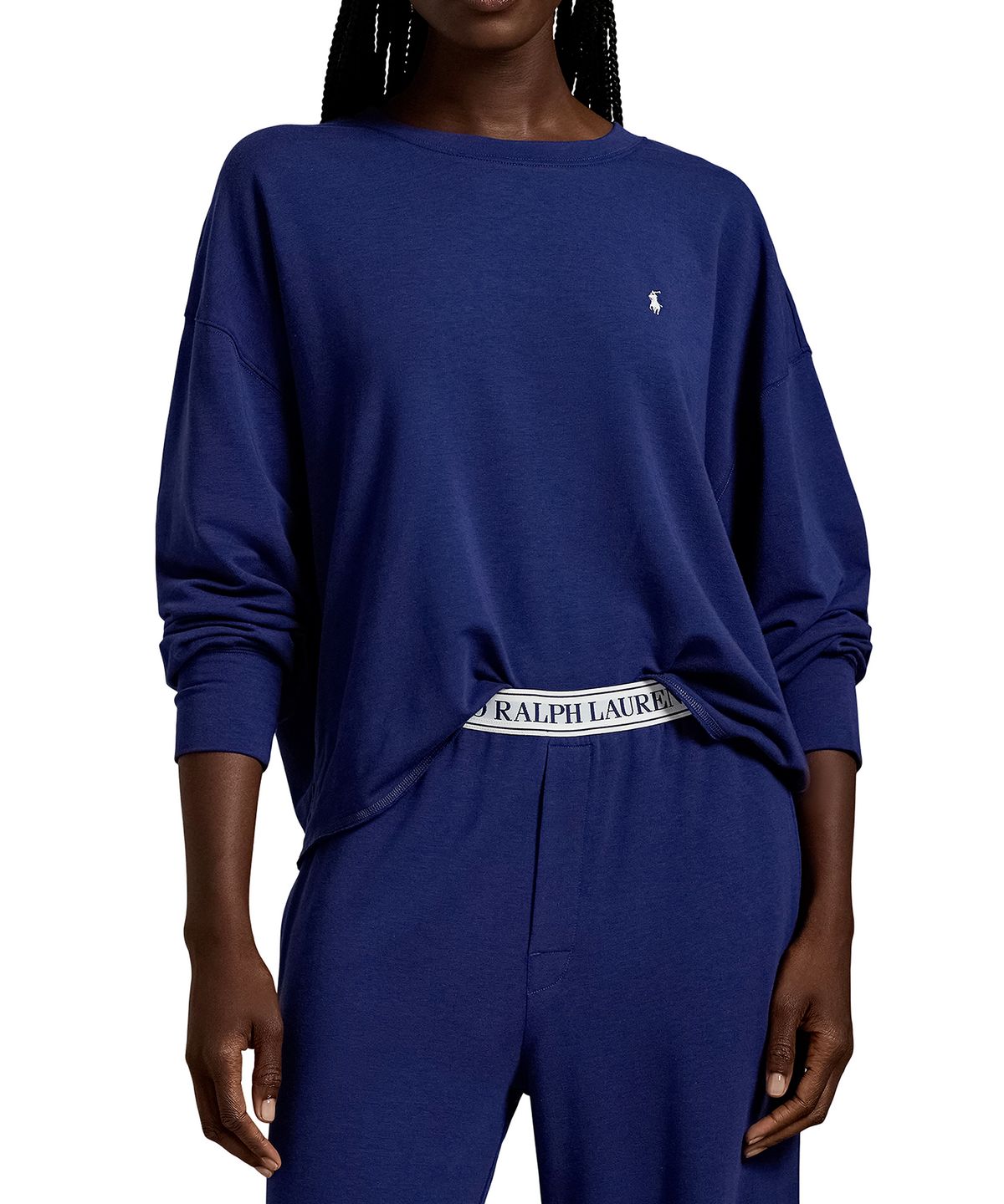 폴로 랄프로렌 이너웨어(POLO RALPH LAUREN INNERWEAR) 여성 프렌치 테리 파자마 세트 네이비 4P8030