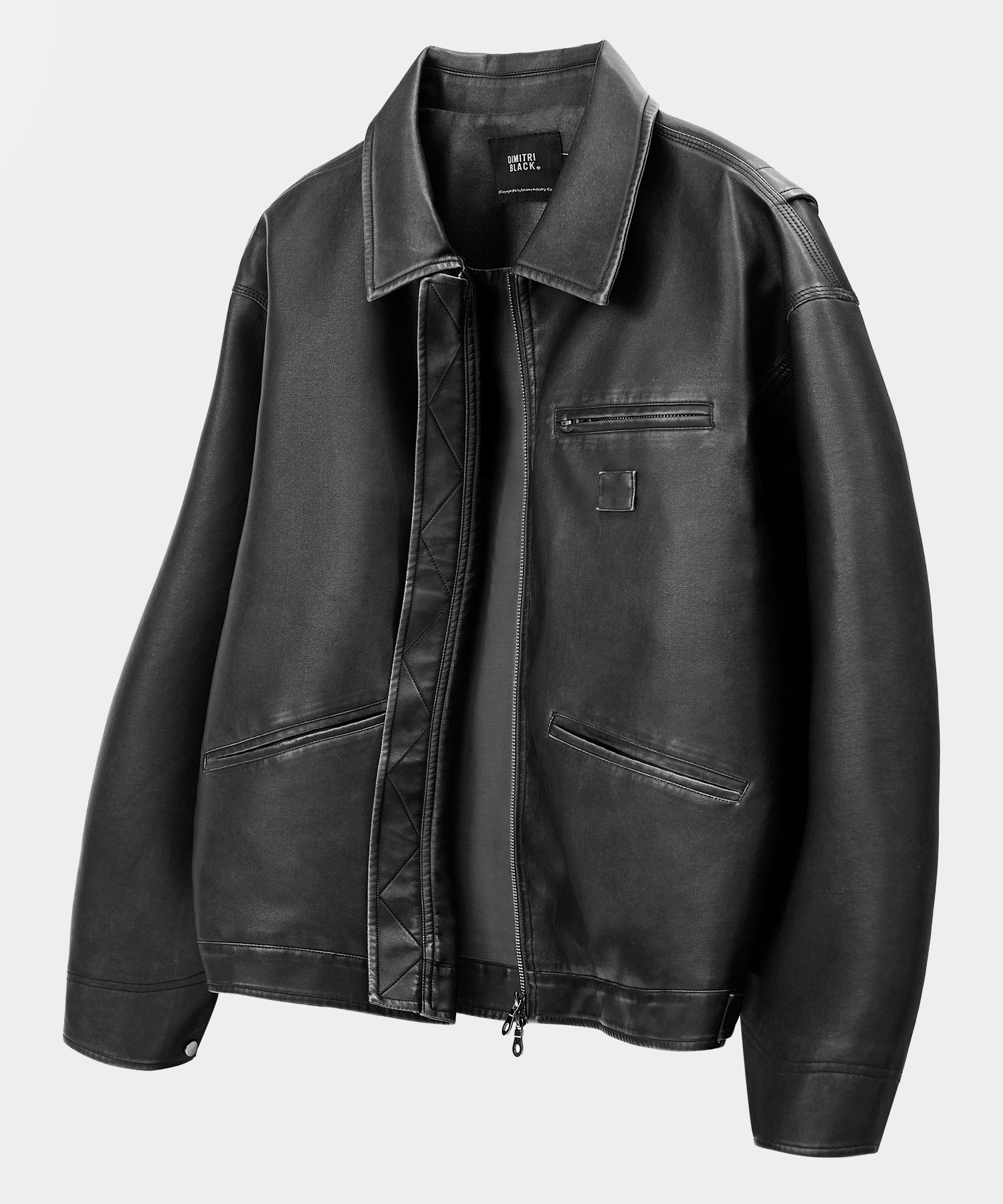 MUSINSA | DIMITRI BLACK FAUX LEATHER Detroit Work Jacket_Black