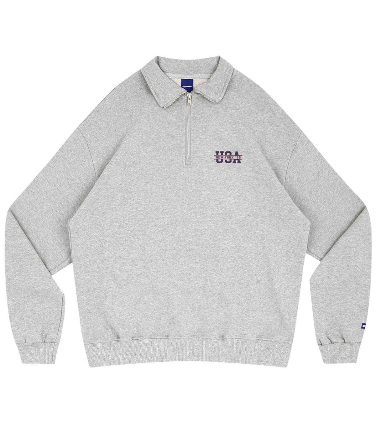 스텝온리(STAFFONLY) USA HALF ZIP-UP (MELANGE GREY)
