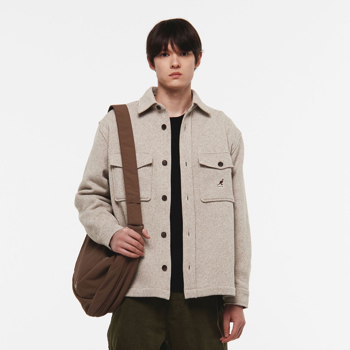 캉골(KANGOL) 더블 포켓 쿠션 셔츠 7068 라이트베이지
