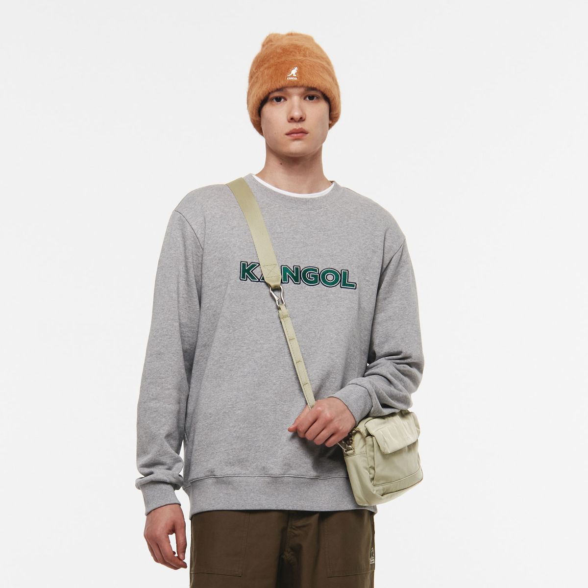 캉골(KANGOL) 워드 로고 스웨트셔츠 1781 멜란지그레이
