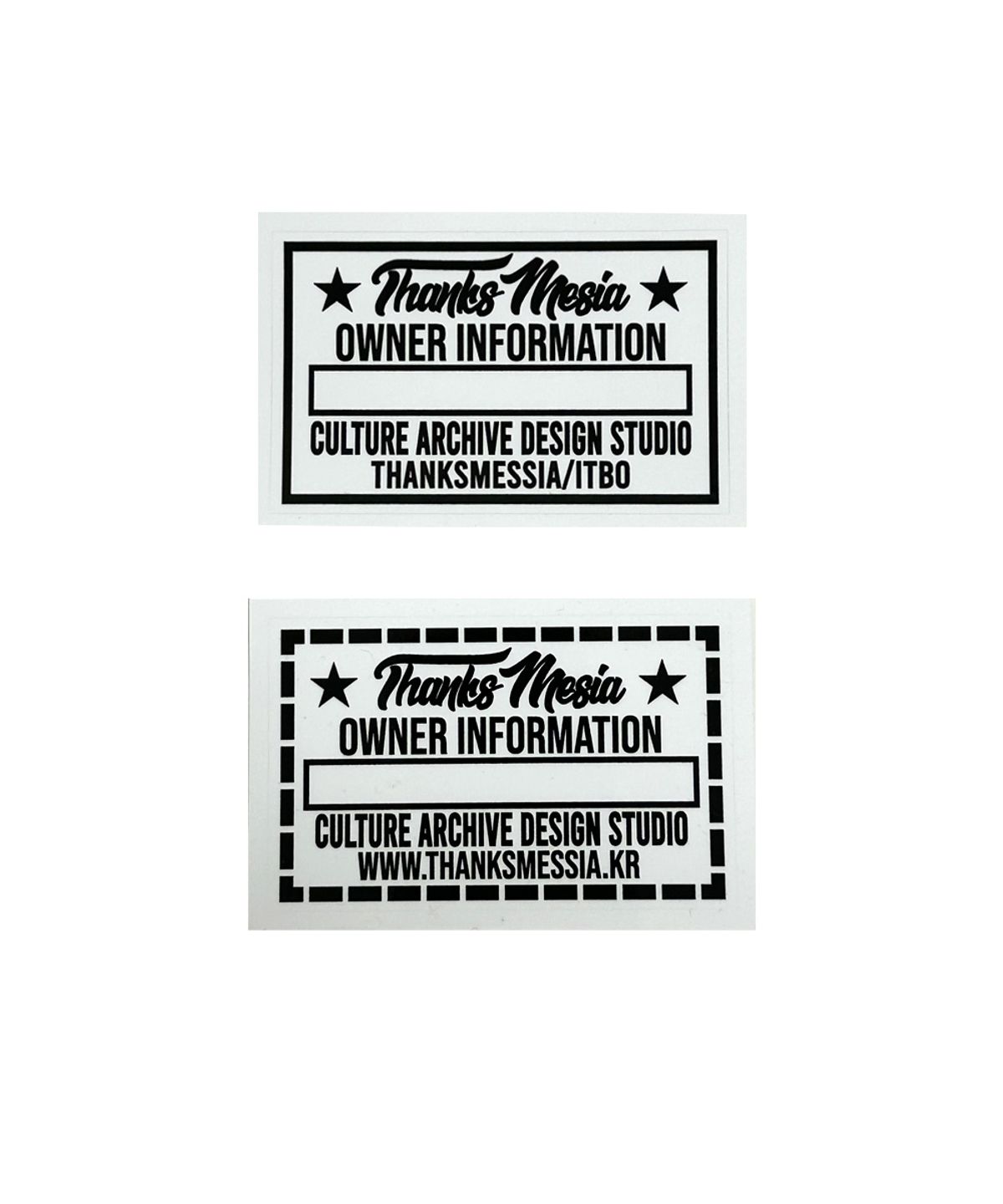 땡스메시아(THANKS MESSIA) NAME TAG FILM STICKER SET-WHITE