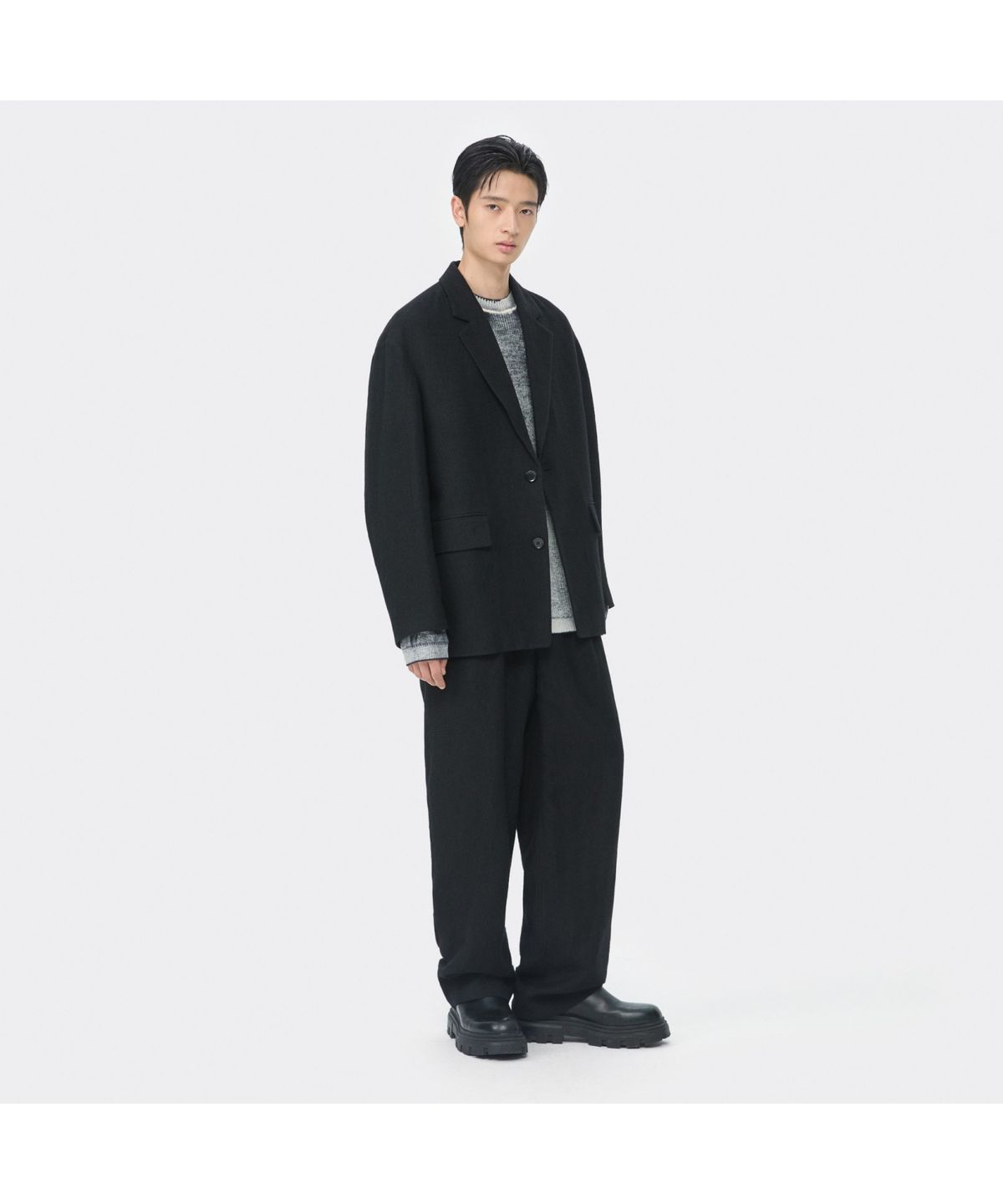 커스텀멜로우(CUSTOMELLOW) Black Oversized Fit Gauze Setup Jacket CWJAW25641BKX