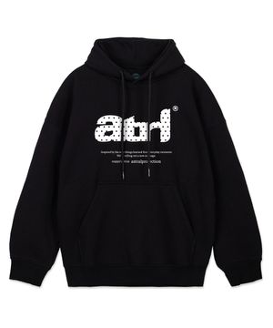 ATRL 도트 레터링 오버핏 와이드 숄더 후디_블랙