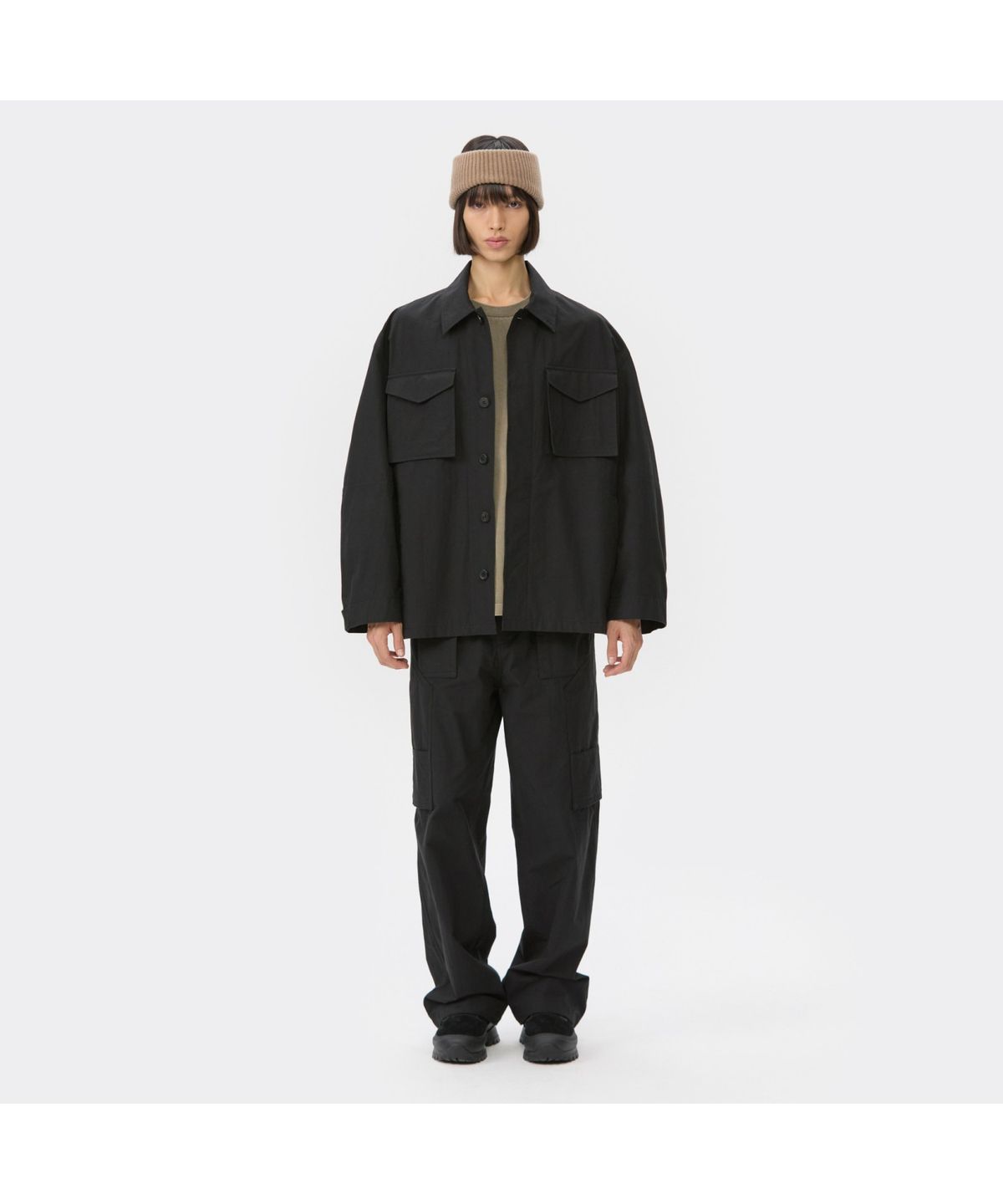 커스텀멜로우(CUSTOMELLOW) Black Cotton Pocket Outer Shirt CWSAW25305BKX