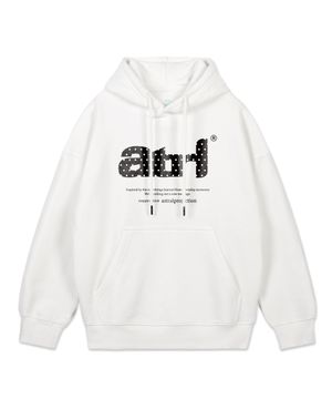 ATRL 도트 레터링 오버핏 와이드 숄더 후디_화이트