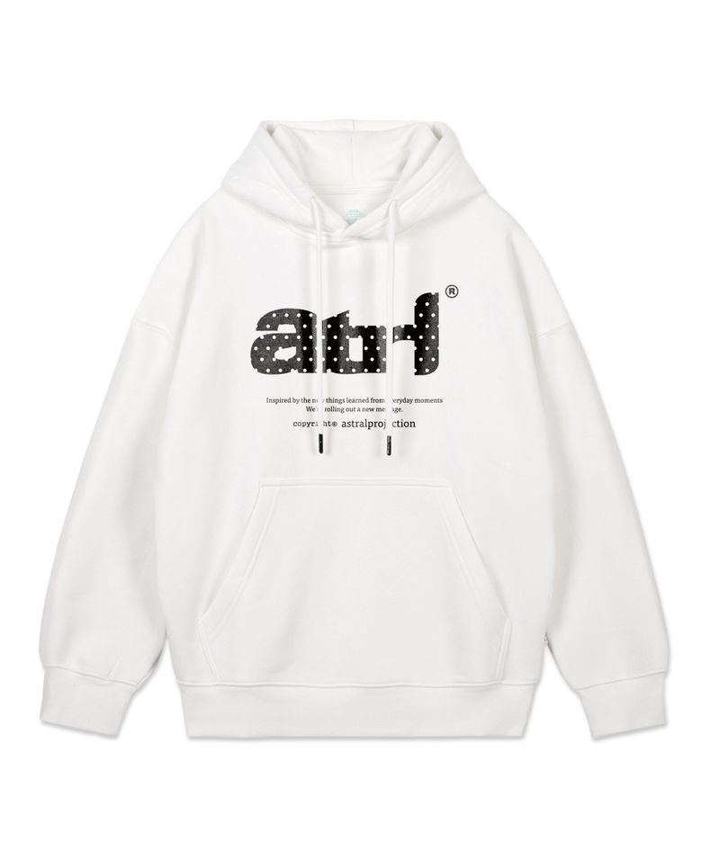 ATRL 도트 레터링 오버핏 와이드 숄더 후디_화이트
