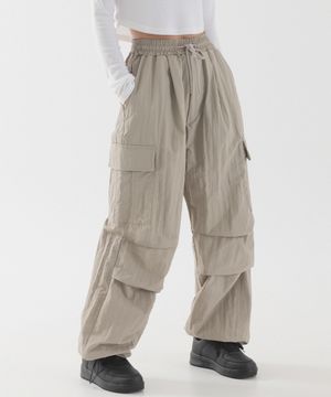 나일론 원턱 카고 파라슈트 팬츠 (베이지)