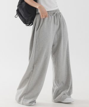 옆주름 절개 와이드 스웨트 팬츠 (멜란지)